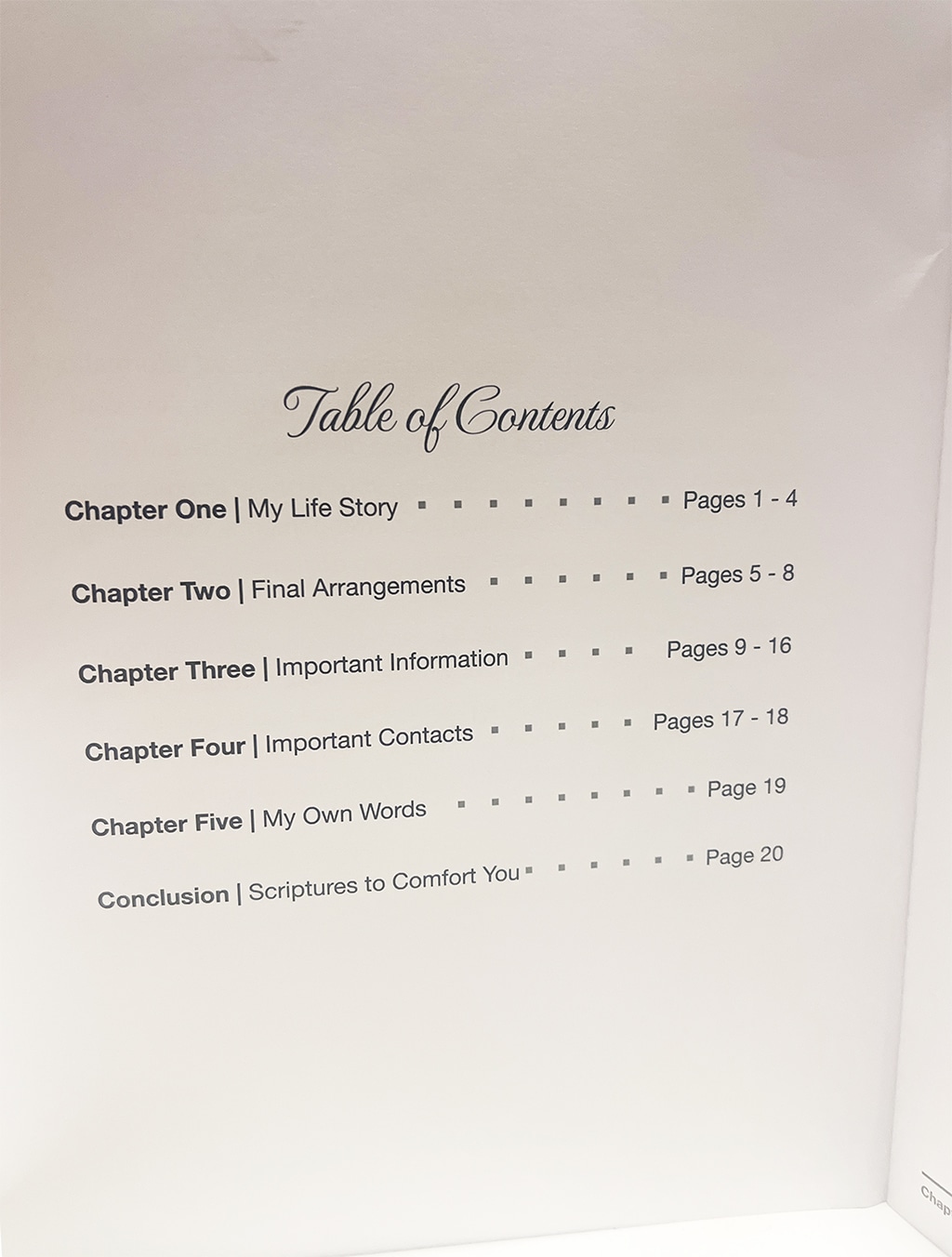 love letter to my family-table of contents