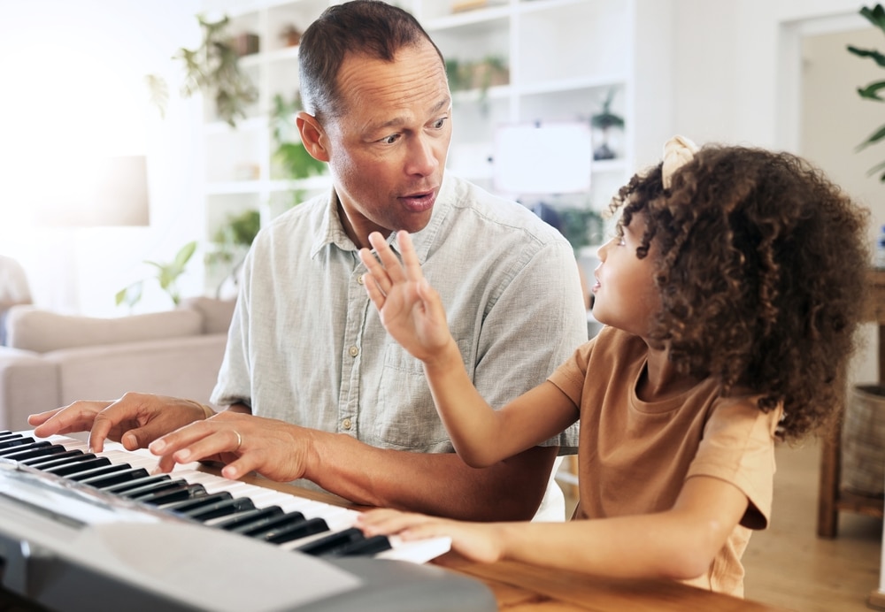 grandparents listening to music with grandkids