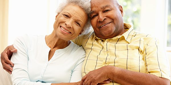 Senior African American couple at home